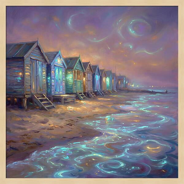 Beach Huts At Dusk