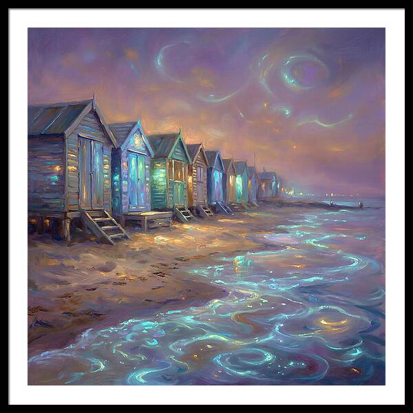 Beach Huts At Dusk