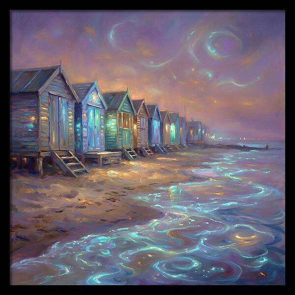 Beach Huts At Dusk