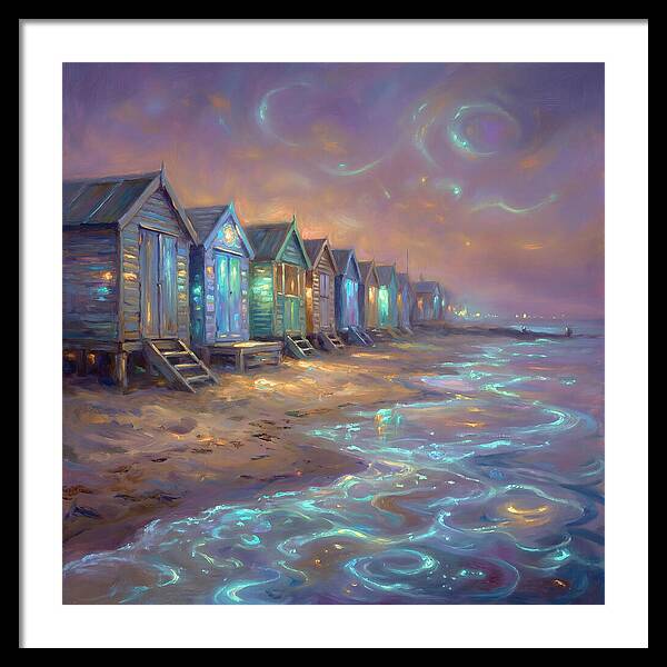 Beach Huts At Dusk