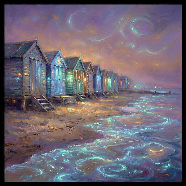 Beach Huts At Dusk