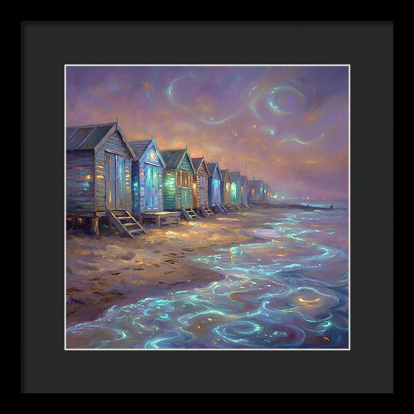 Beach Huts At Dusk