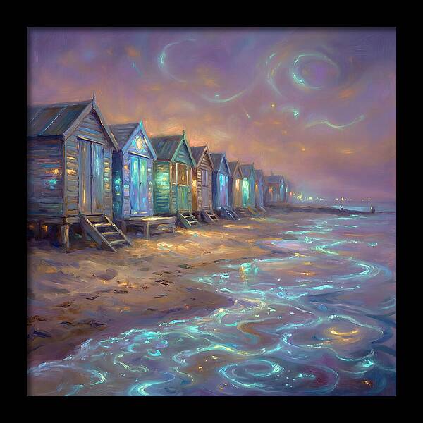 Beach Huts At Dusk