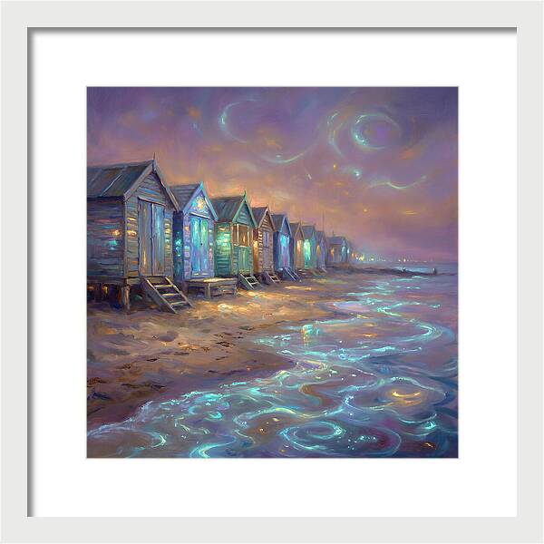 Beach Huts At Dusk