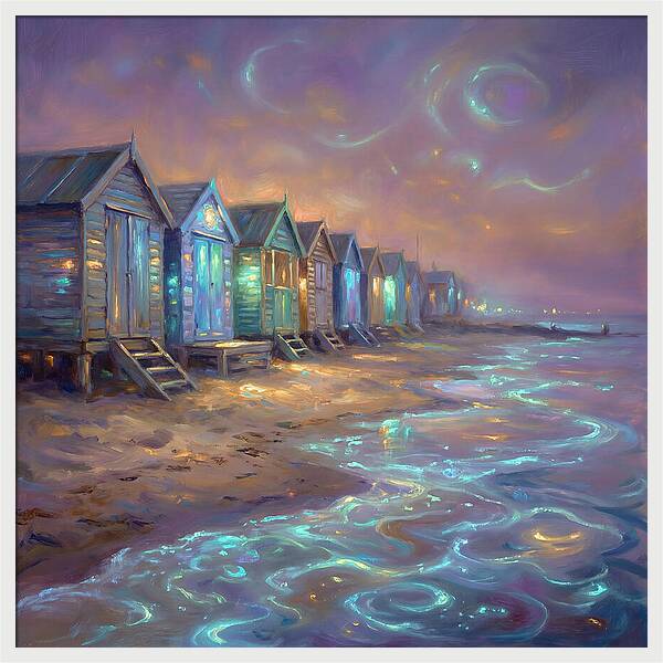 Beach Huts At Dusk