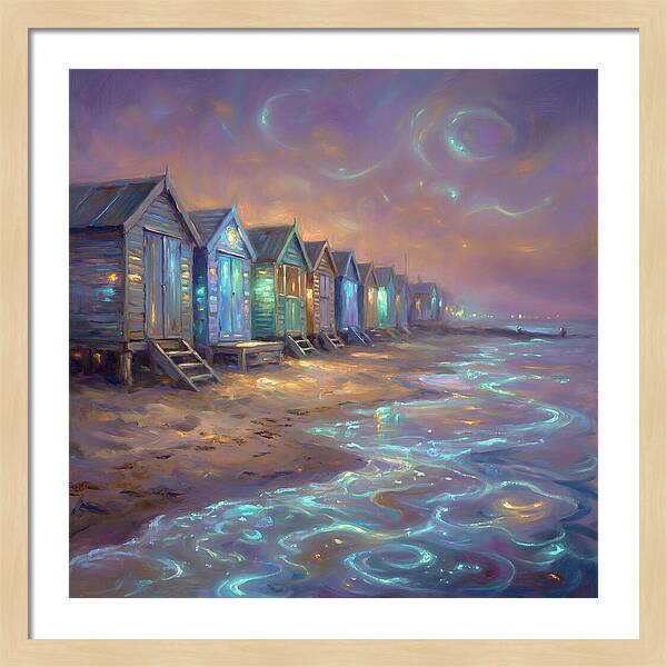 Beach Huts At Dusk