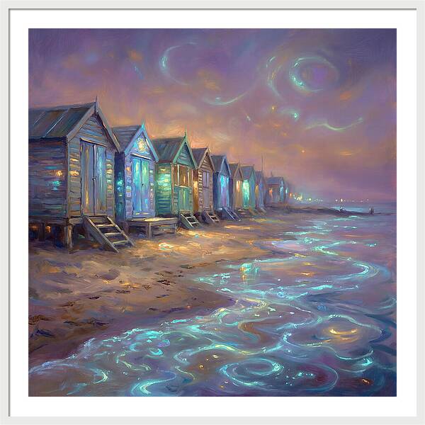 Beach Huts At Dusk