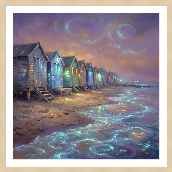 Beach Huts At Dusk