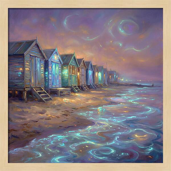 Beach Huts At Dusk