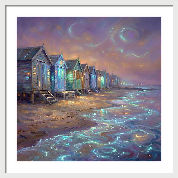 Beach Huts At Dusk