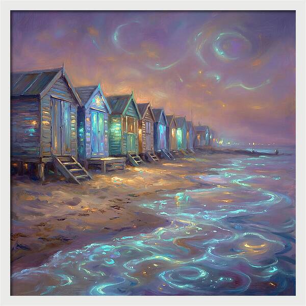 Beach Huts At Dusk