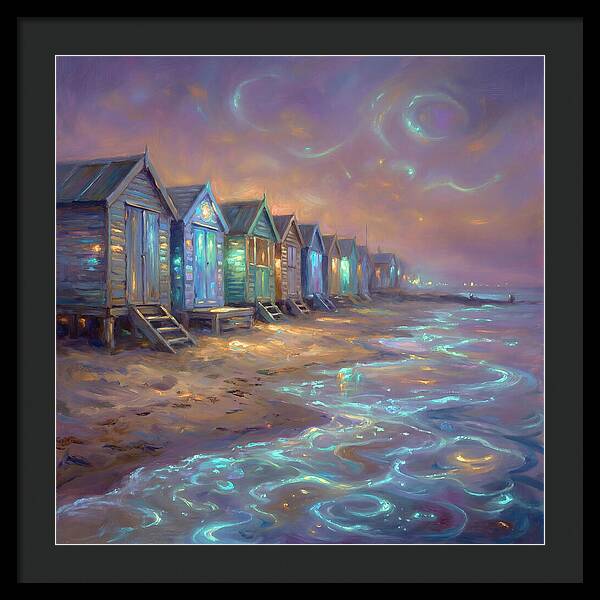 Beach Huts At Dusk