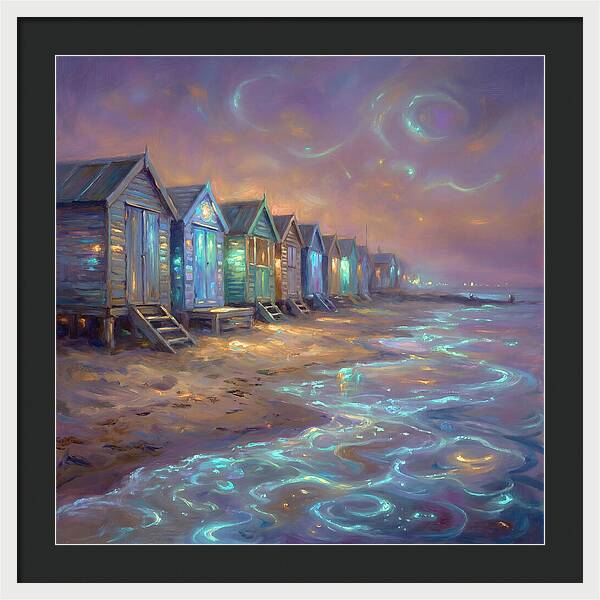 Beach Huts At Dusk