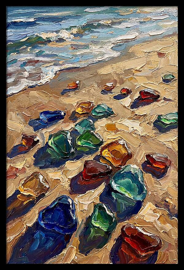 Beach Scattered With Colorful Sea Glass