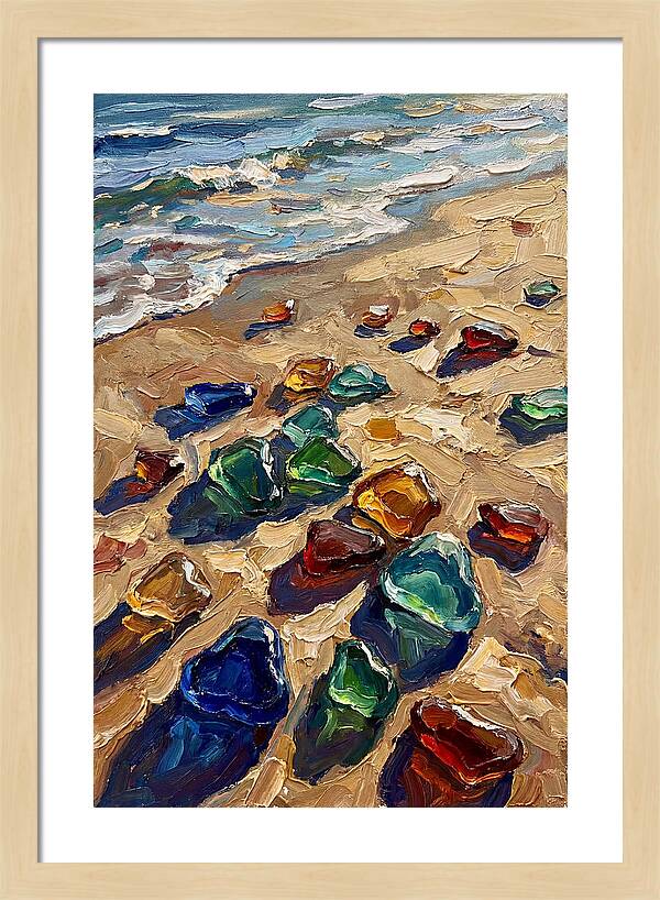 Beach Scattered With Colorful Sea Glass