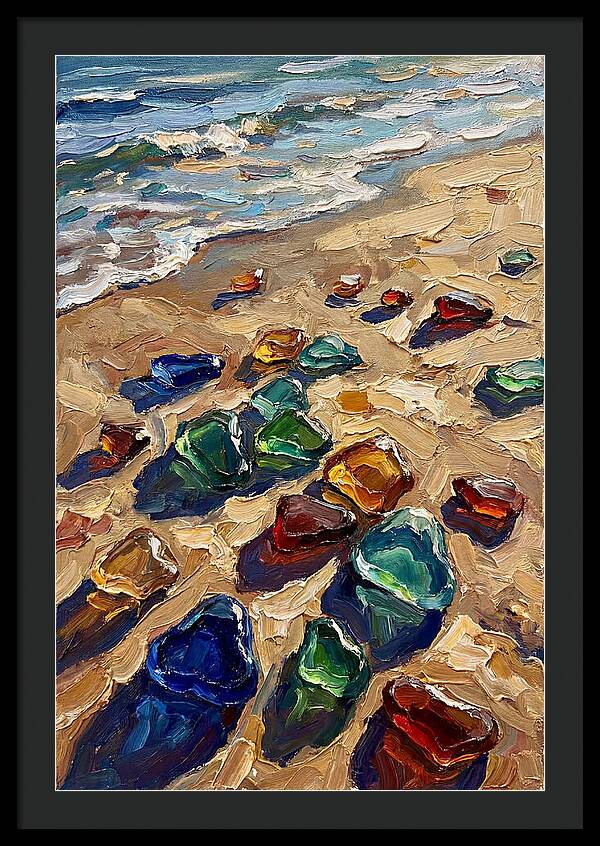 Beach Scattered With Colorful Sea Glass