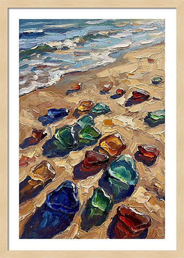 Beach Scattered With Colorful Sea Glass