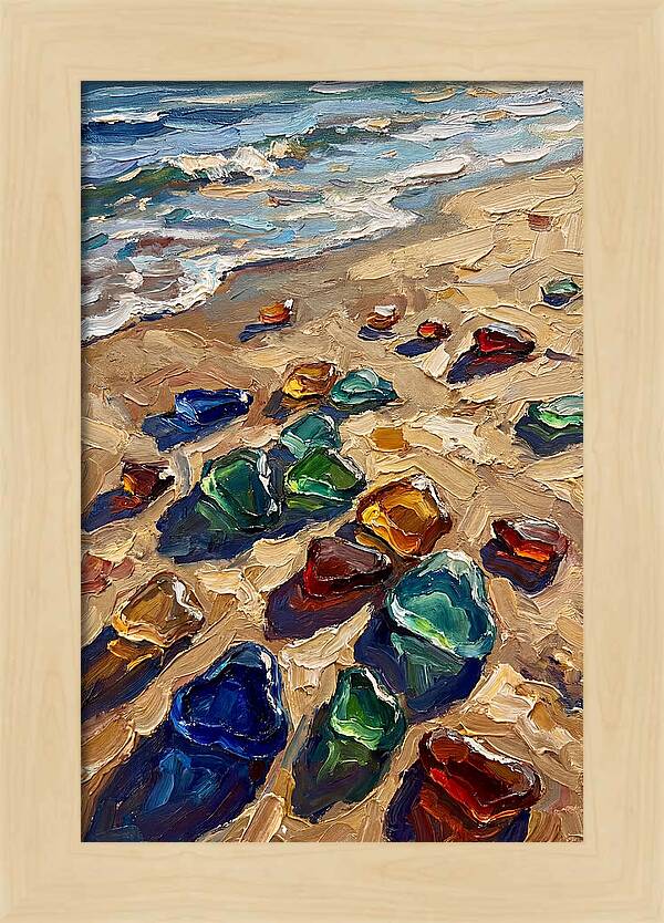 Beach Scattered With Colorful Sea Glass