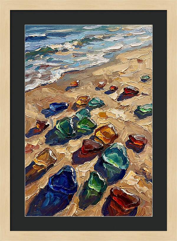 Beach Scattered With Colorful Sea Glass