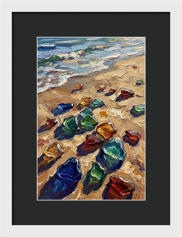 Beach Scattered With Colorful Sea Glass