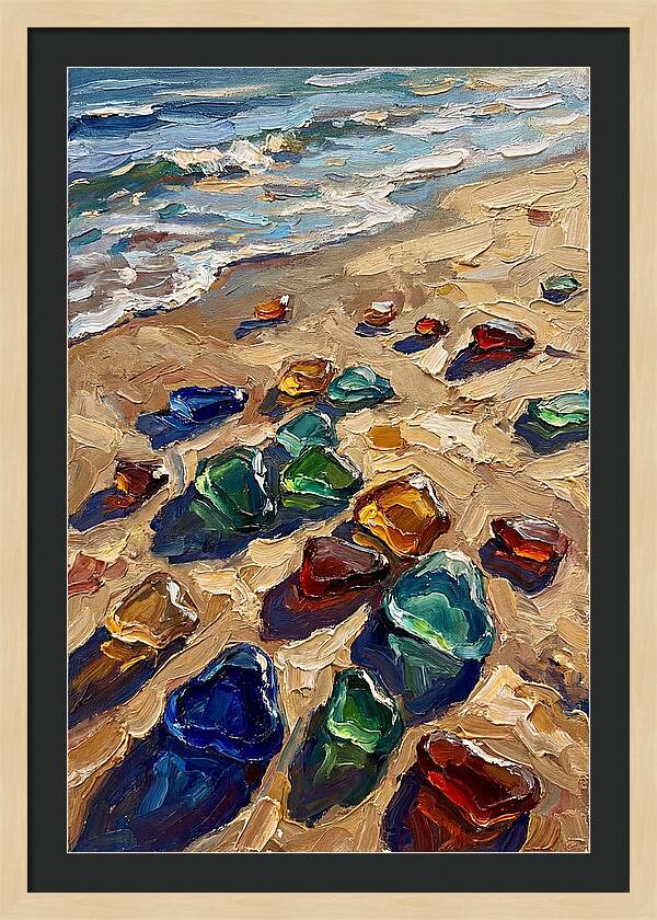 Beach Scattered With Colorful Sea Glass