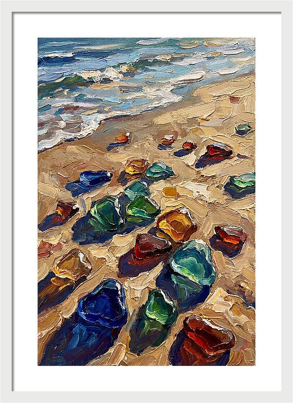 Beach Scattered With Colorful Sea Glass