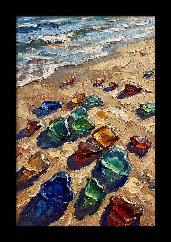 Beach Scattered With Colorful Sea Glass