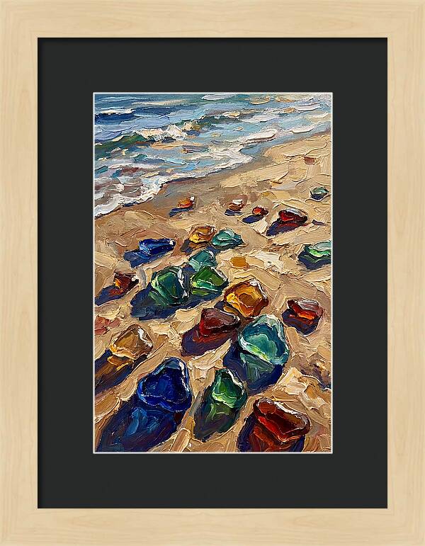 Beach Scattered With Colorful Sea Glass