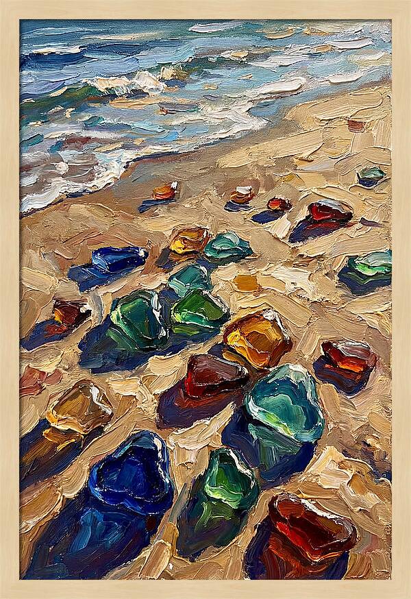 Beach Scattered With Colorful Sea Glass