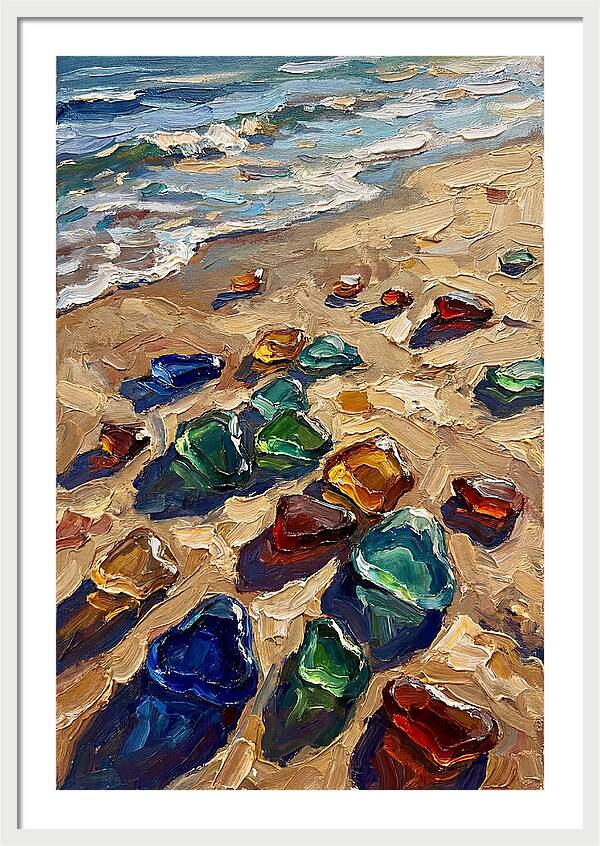 Beach Scattered With Colorful Sea Glass