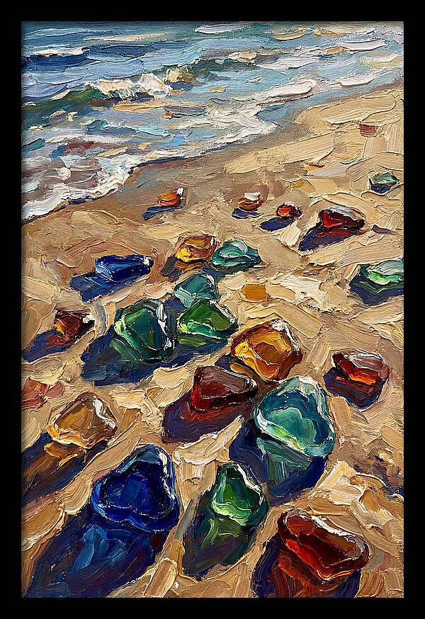 Beach Scattered With Colorful Sea Glass
