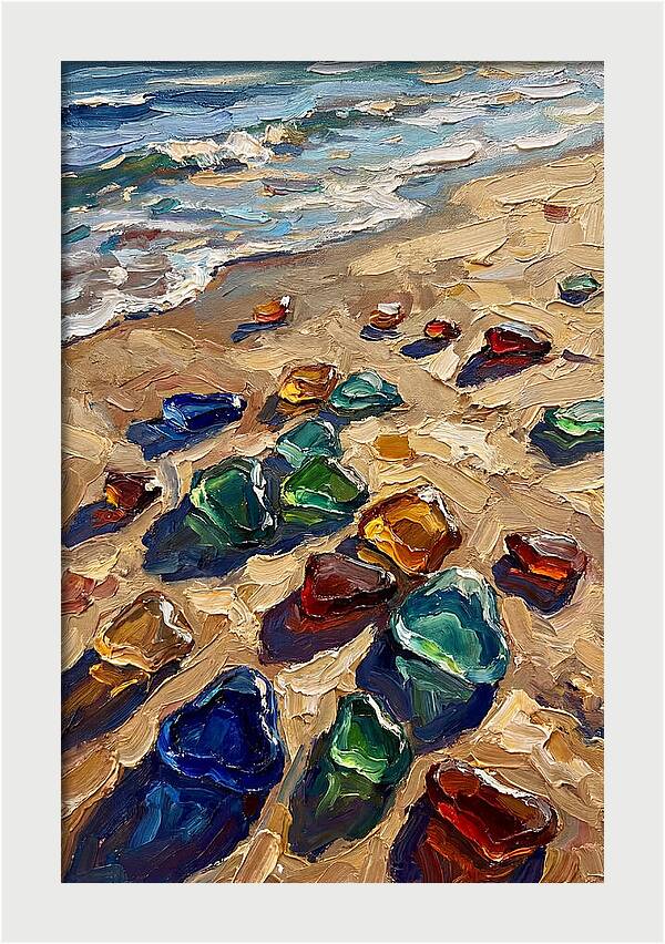 Beach Scattered With Colorful Sea Glass