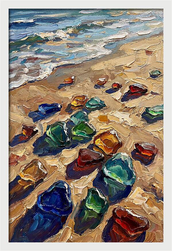 Beach Scattered With Colorful Sea Glass