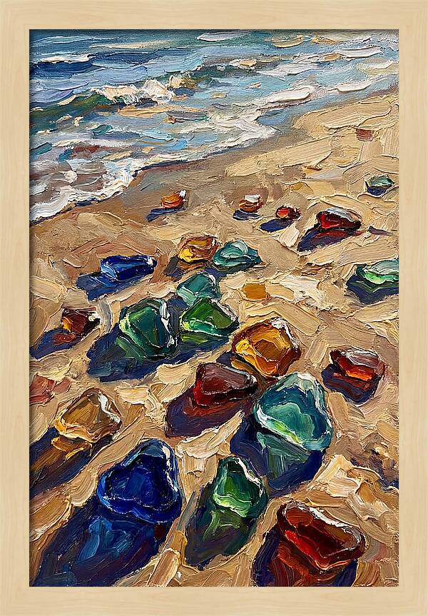 Beach Scattered With Colorful Sea Glass