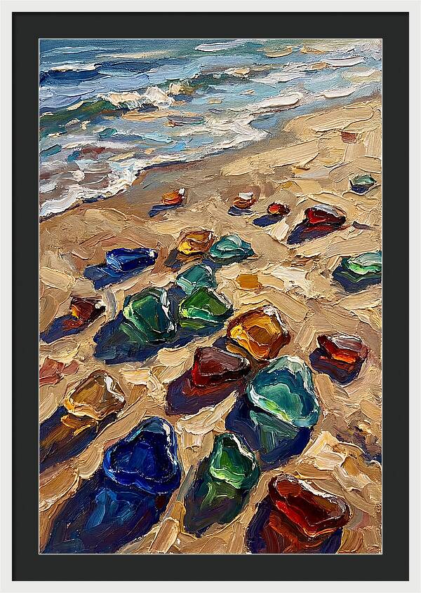 Beach Scattered With Colorful Sea Glass