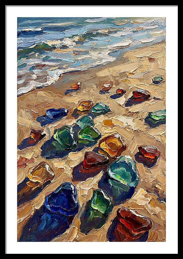 Beach Scattered With Colorful Sea Glass