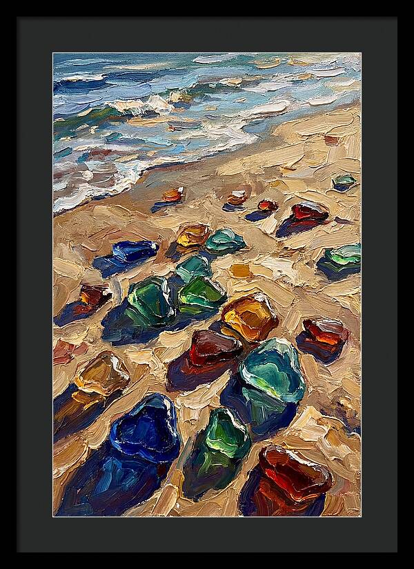 Beach Scattered With Colorful Sea Glass
