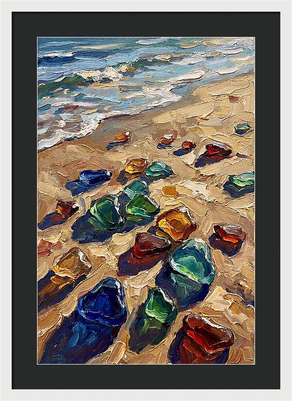 Beach Scattered With Colorful Sea Glass