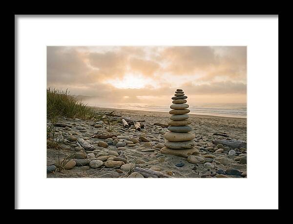 Beach Stone Stacking Art