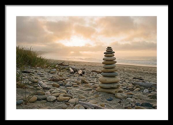 Beach Stone Stacking Art