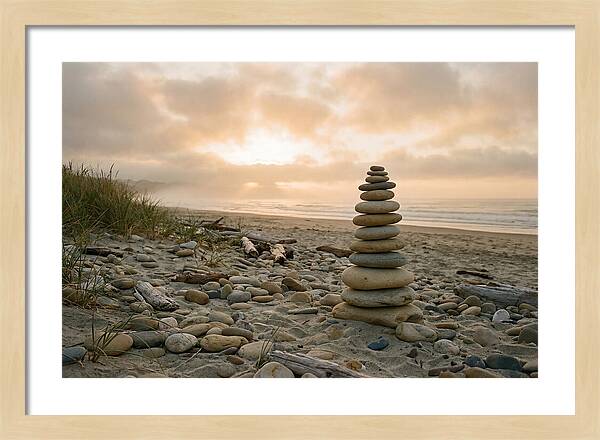 Beach Stone Stacking Art