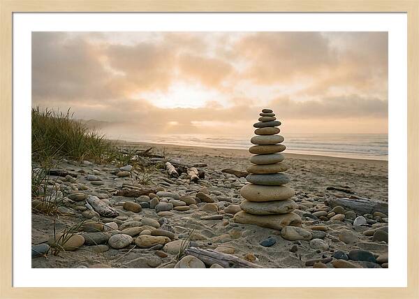 Beach Stone Stacking Art