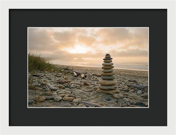 Beach Stone Stacking Art