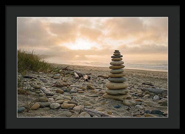 Beach Stone Stacking Art