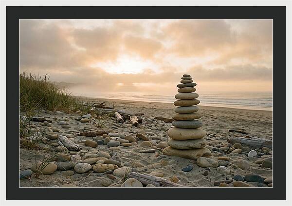 Beach Stone Stacking Art