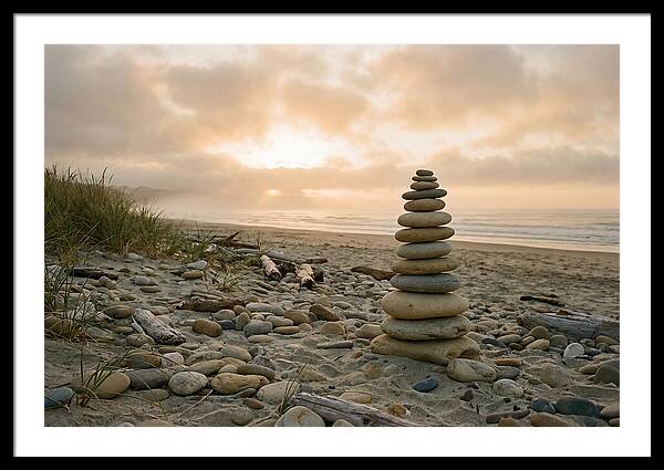 Beach Stone Stacking Art