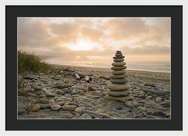 Beach Stone Stacking Art