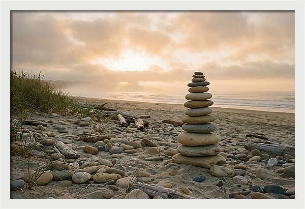 Beach Stone Stacking Art