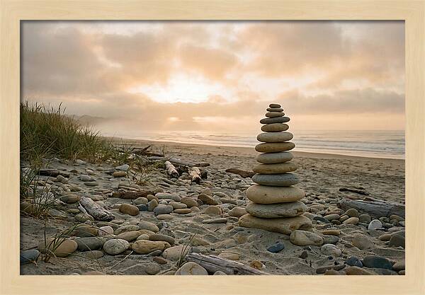 Beach Stone Stacking Art