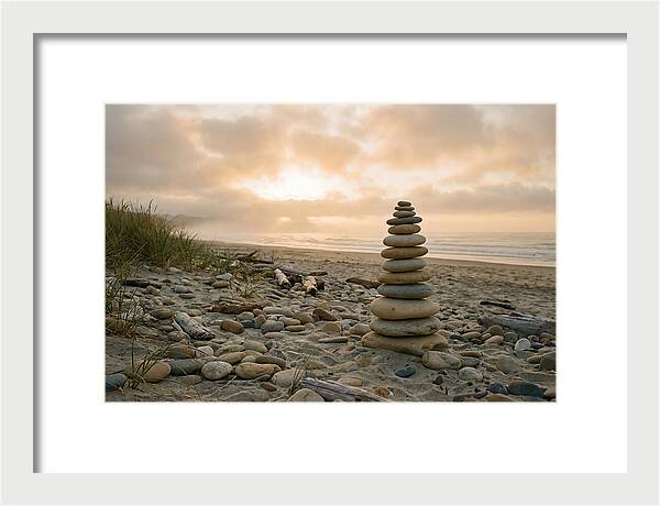 Beach Stone Stacking Art